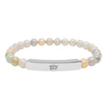 Engravable Natural Stone Bead Stretch Bracelet — Personalized Bar Accent